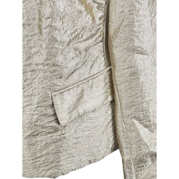 A Woman Metallic Gold Blazer Jacket Women's Size M Evening Party  Dressy - Picture 11 of 16